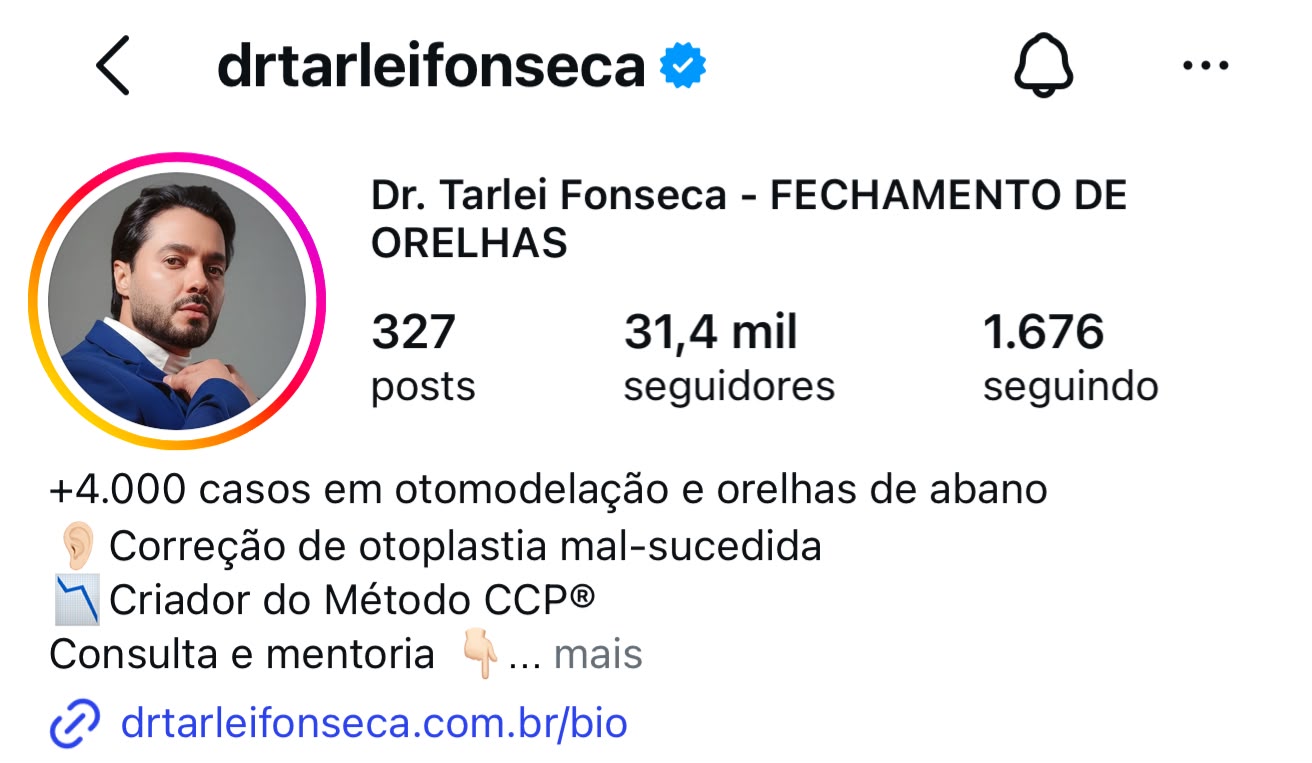 Perfil de Dr. Tarlei Fonseca no Instagram