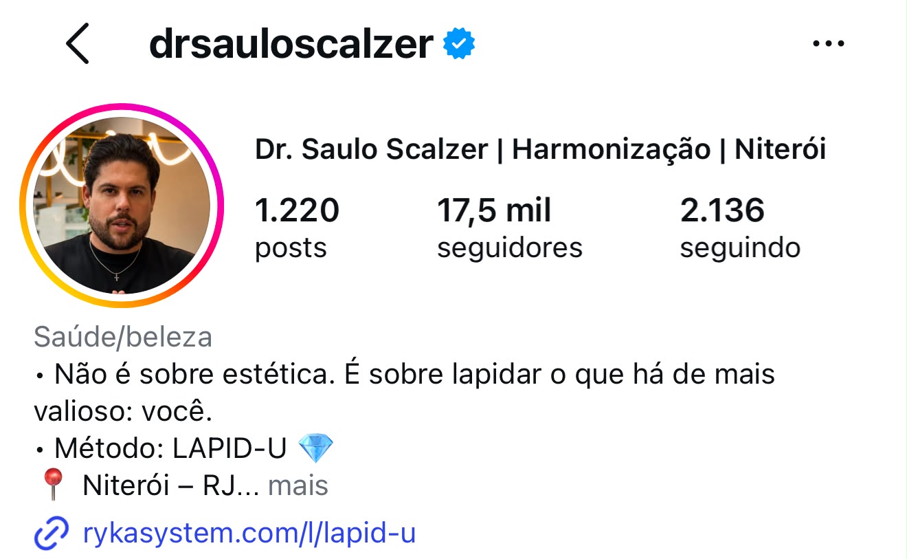 Perfil de Dr. Saulo Scalzer no Instagram