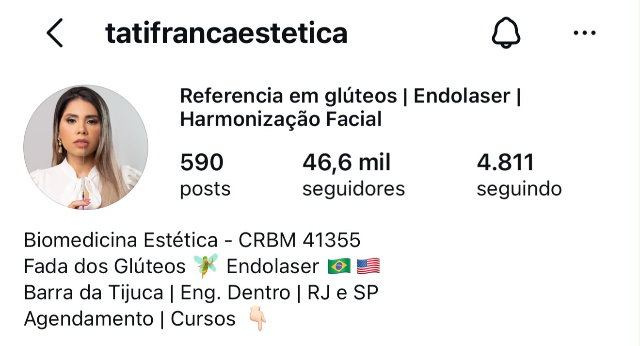 Perfil de Tati França no Instagram