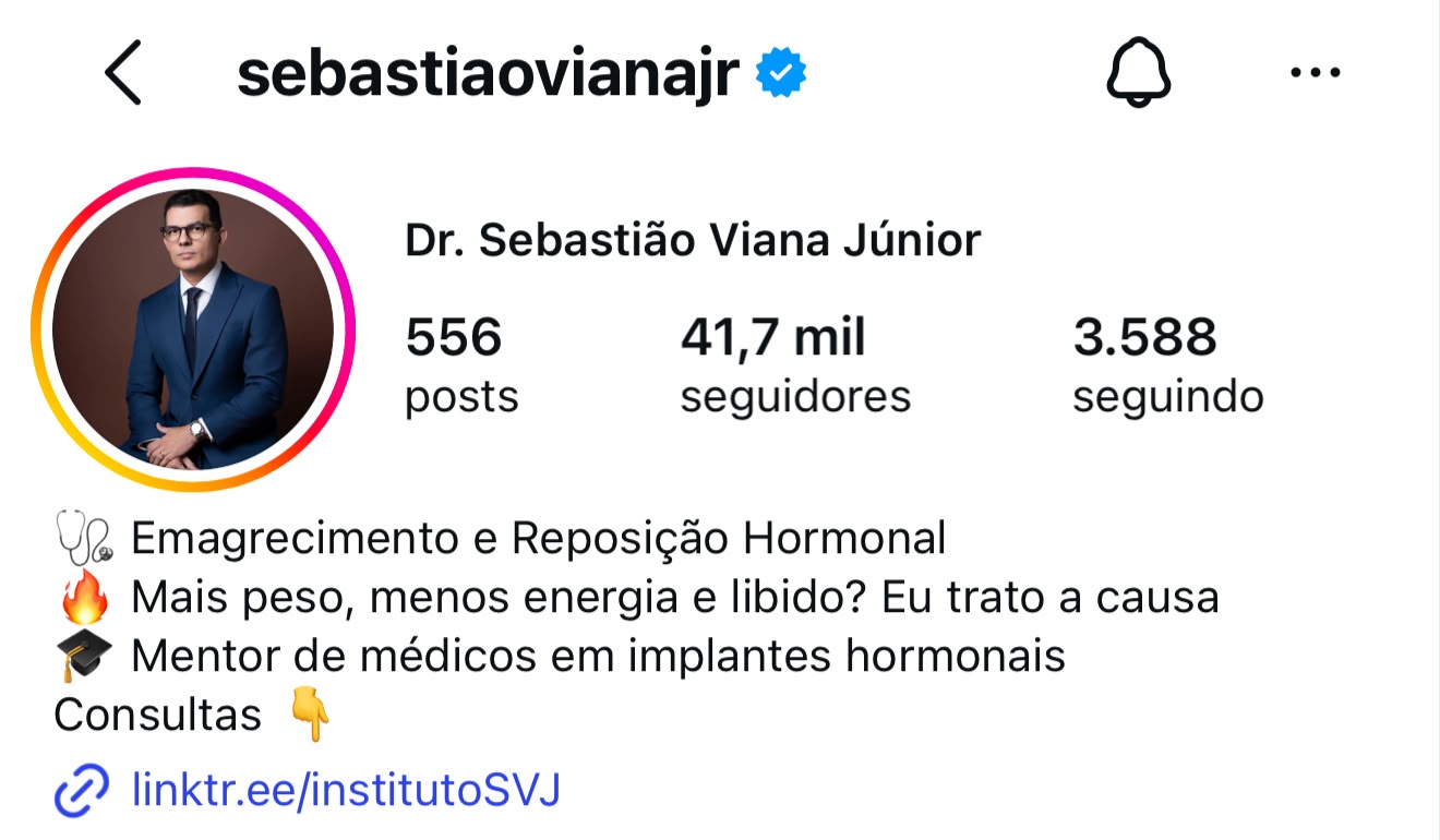 Perfil de Dr. Sebastião Viana Júnior no Instagram