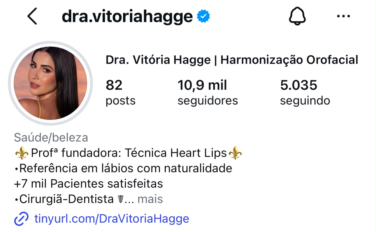 Perfil de Dra. Vitória Hagge no Instagram